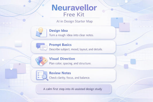 Neuravellor Free Kit AI in Design Starter Map with text and icons on a light blue background