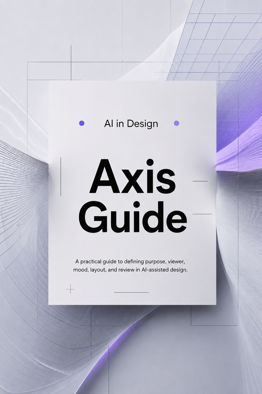 Book titled 'Axis Guide: AI in Design' on a futuristic background with geometric shapes.