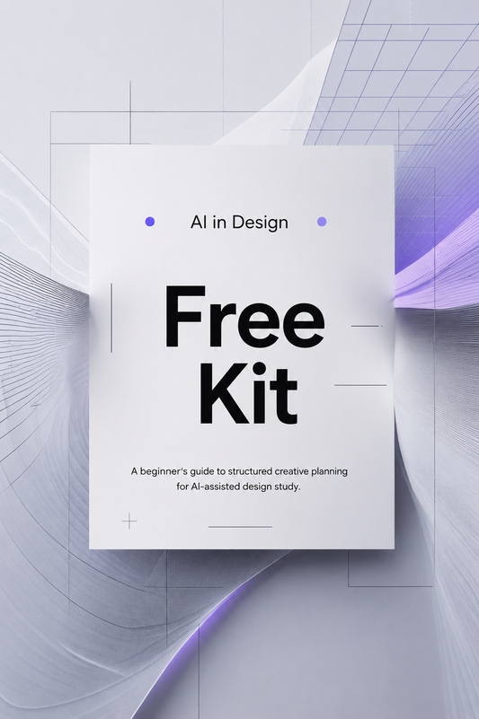 Free kit for AI in design with text on a geometric background