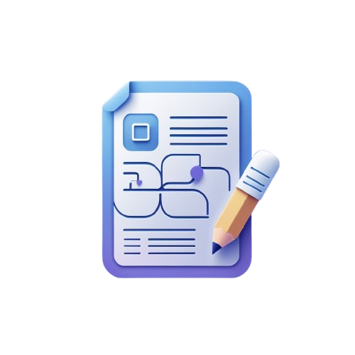 Icon of a document with a pencil on a white background