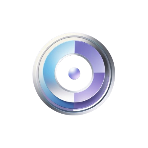 Circular color wheel with blue and purple hues on a white background