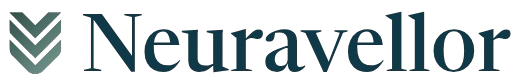 Neuravellor logo with a green and gray design element on a white background