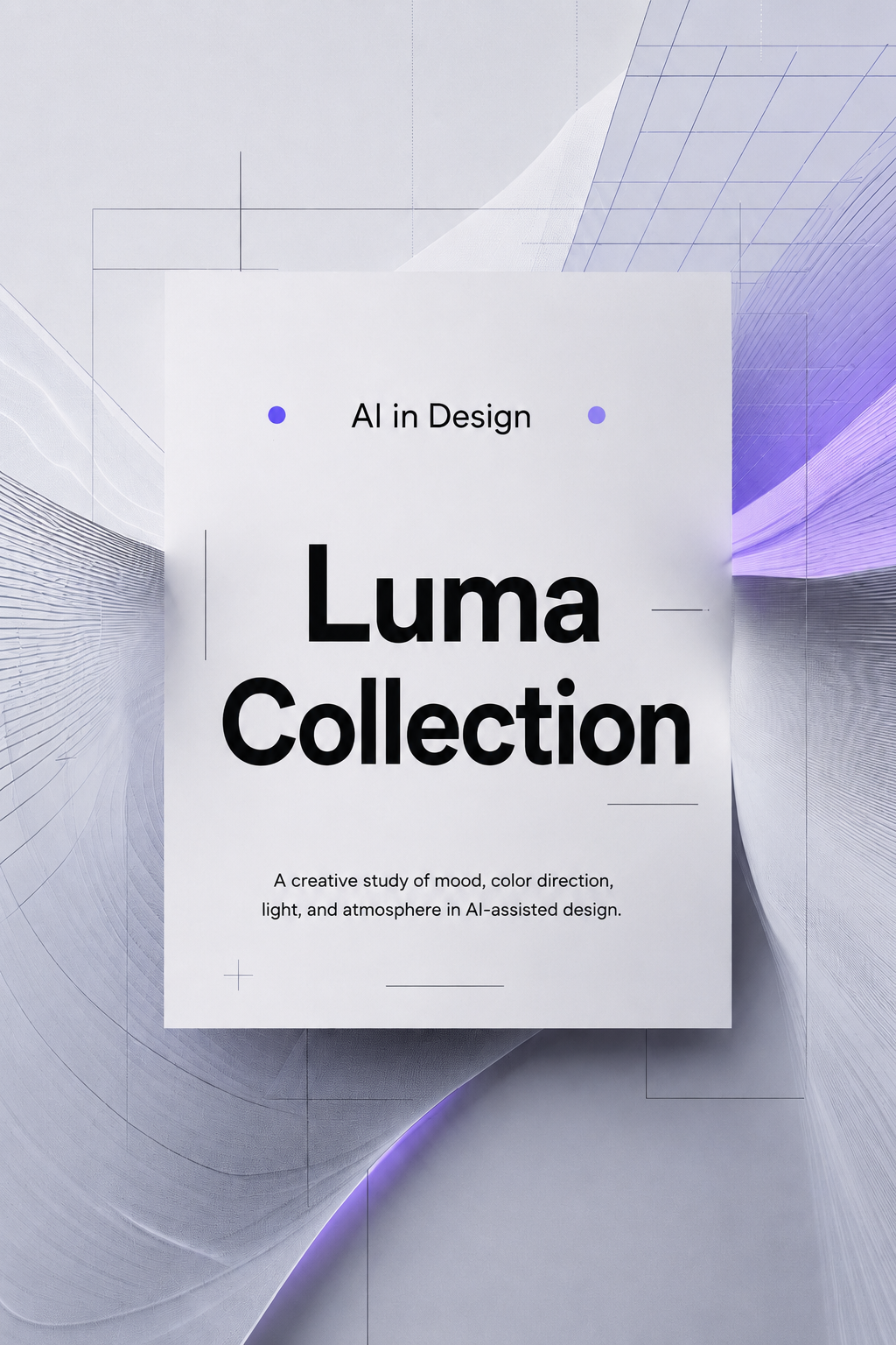 Luma Collection poster with futuristic design elements on a white background