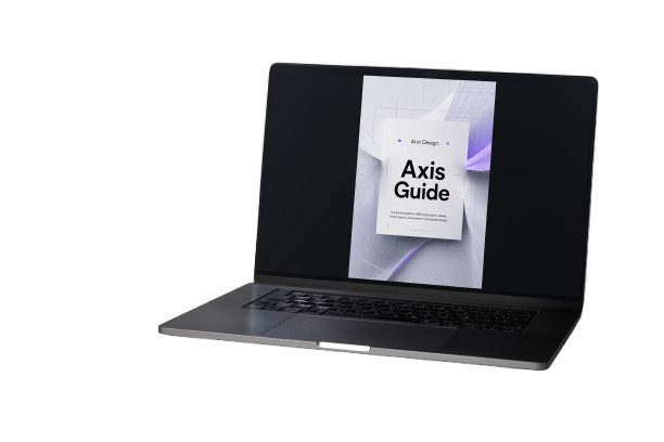 Laptop with a screen displaying a 'Axis Guide' document on a white background