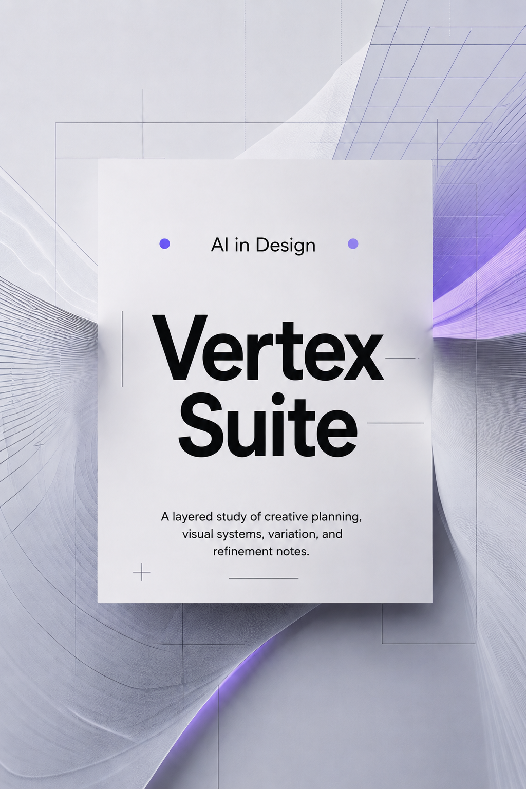 Vertex Suite poster with text on a geometric background